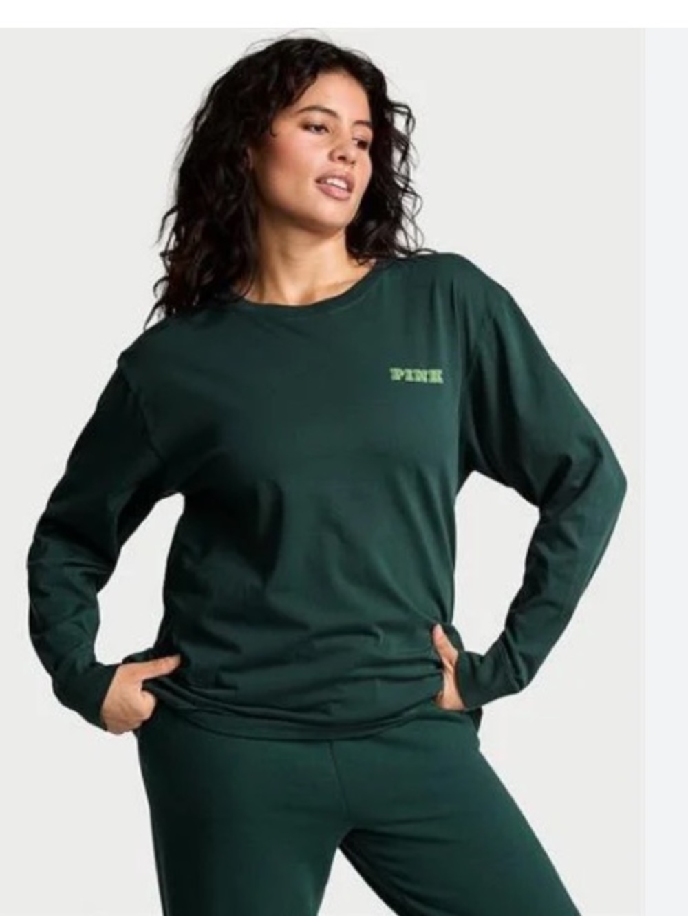 PINK Victoria's Secret Dark Teal Crewneck Tee; ‘Does This Come in Pink?’ - Picture 2 of 11